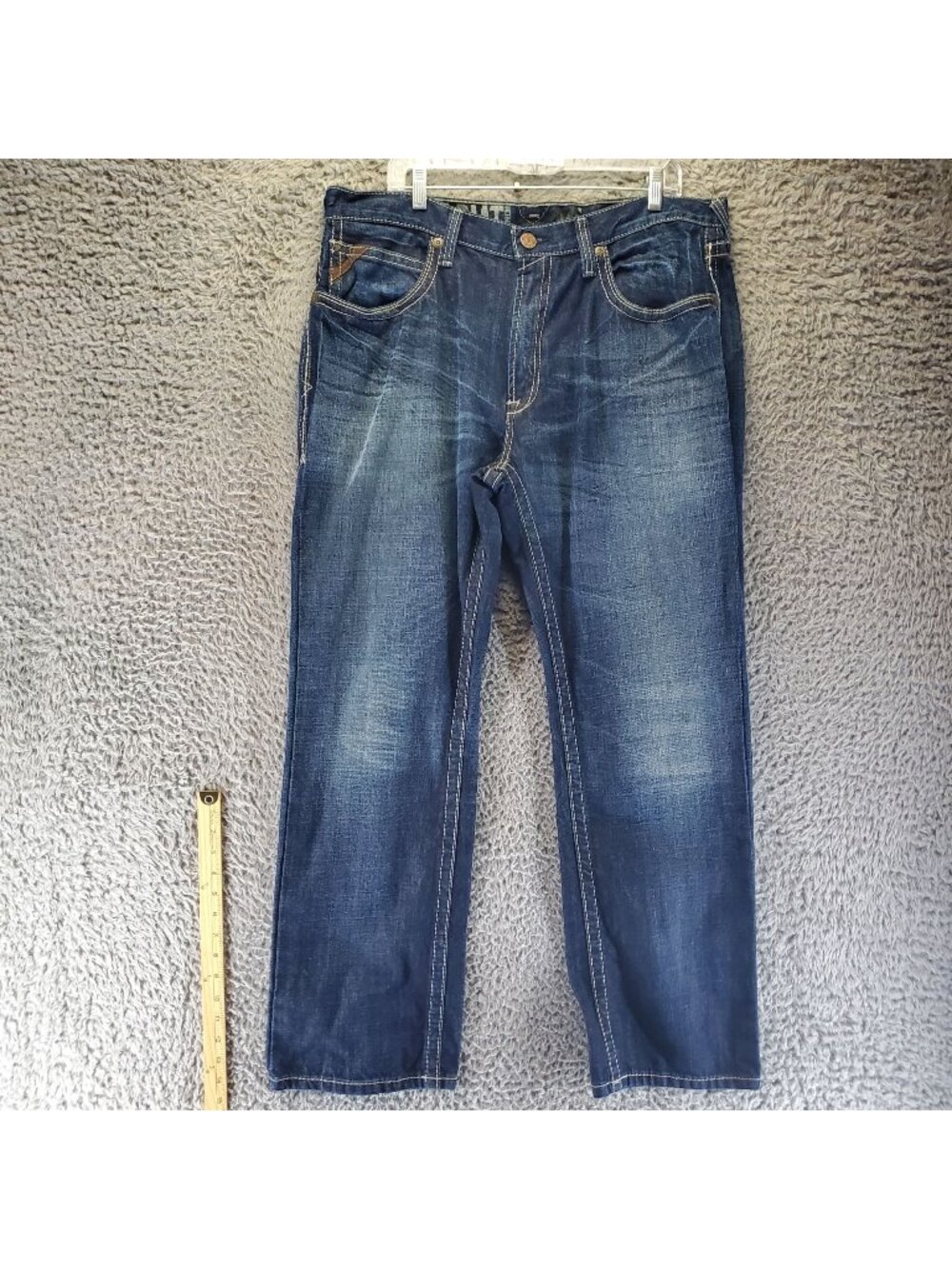 Ariat Jeans Mens 38x32 Blue Slim Straight Fit Denim Stretch Denim *Read*